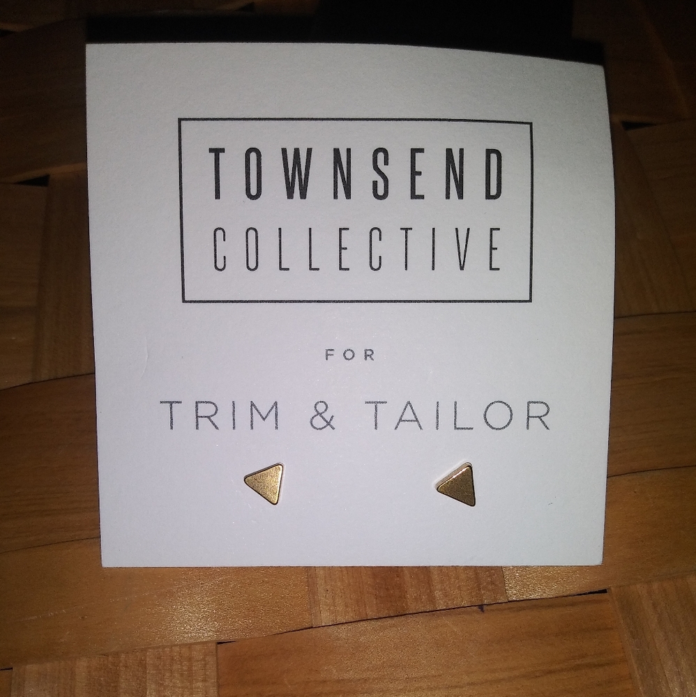 5/$25** Trim and tailor triangle brass earrings